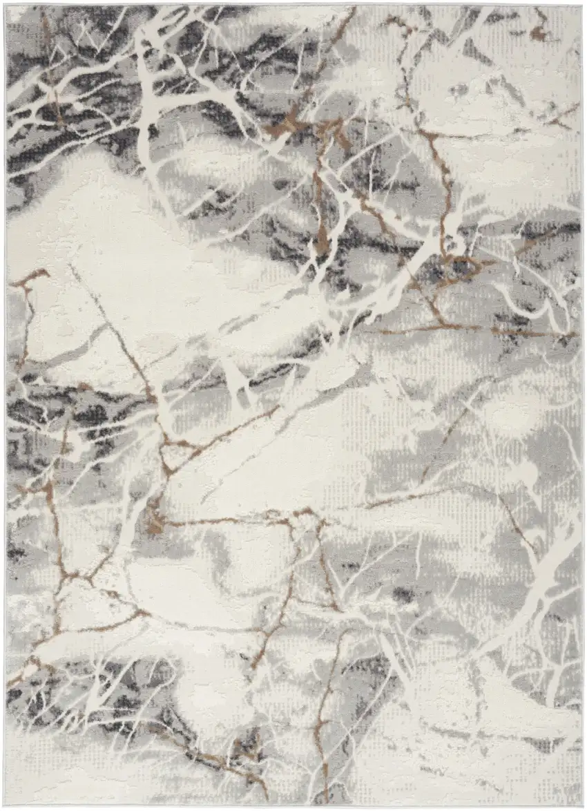 Ivory Gray and Brown Abstract Non Skid Area Rug Photo 9