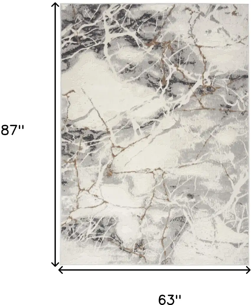 Ivory Gray and Brown Abstract Non Skid Area Rug Photo 3