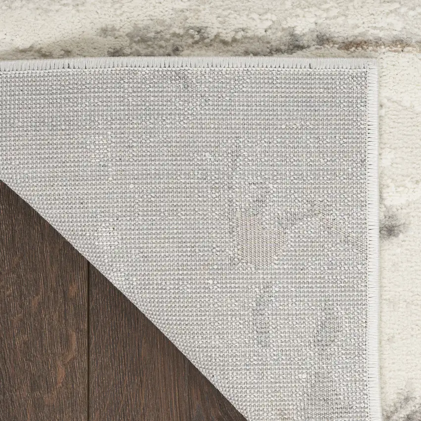 Ivory Gray and Brown Abstract Non Skid Area Rug Photo 8
