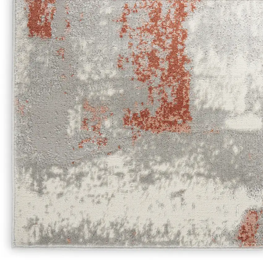 Ivory Gray and Brown Abstract Non Skid Area Rug Photo 7