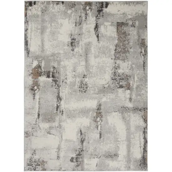 Ivory Gray and Brown Abstract Non Skid Area Rug Photo 1