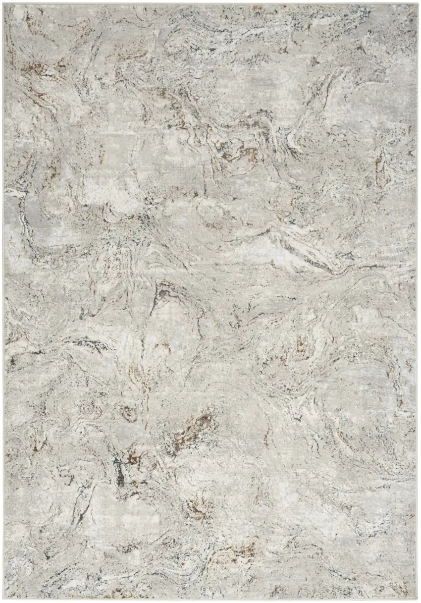 Ivory Gray and Brown Abstract Non Skid Area Rug Photo 2