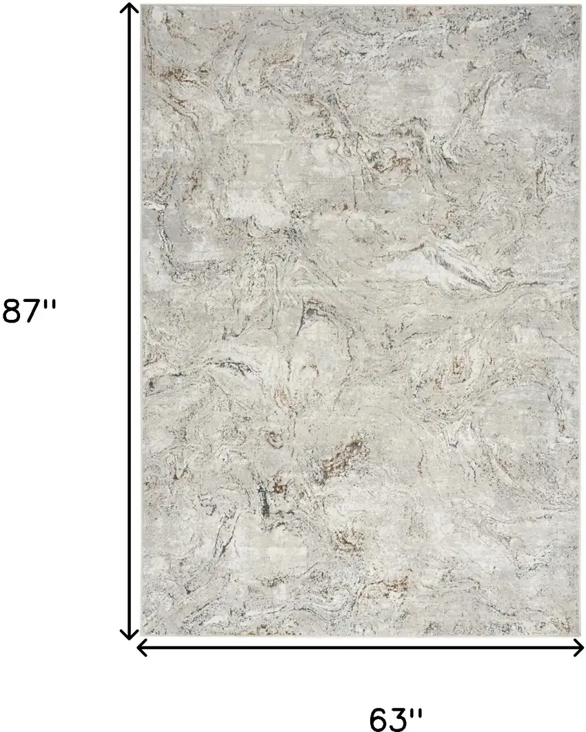 Ivory Gray and Brown Abstract Non Skid Area Rug Photo 3