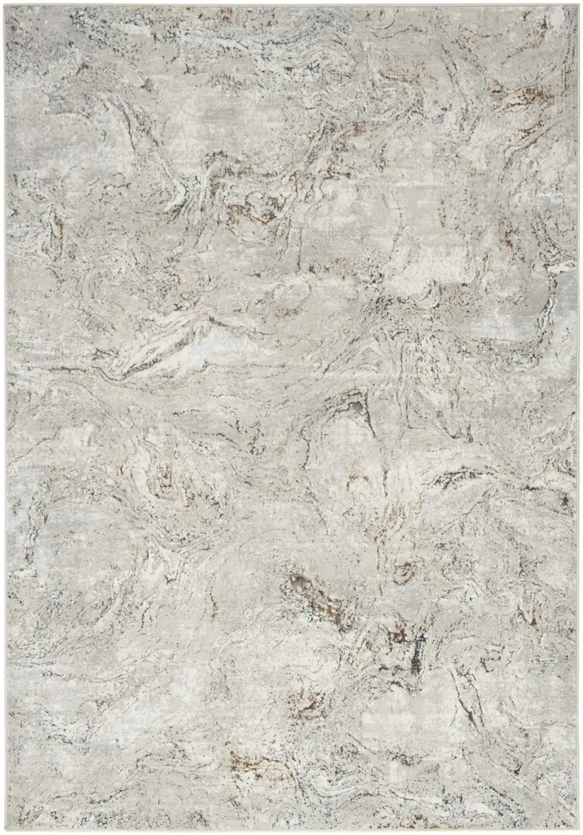 Ivory Gray and Brown Abstract Non Skid Area Rug Photo 5