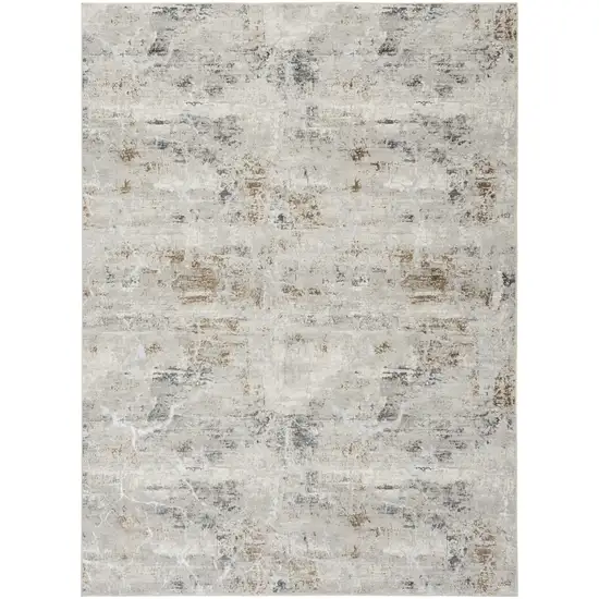 Ivory Gray and Brown Abstract Non Skid Area Rug Photo 8