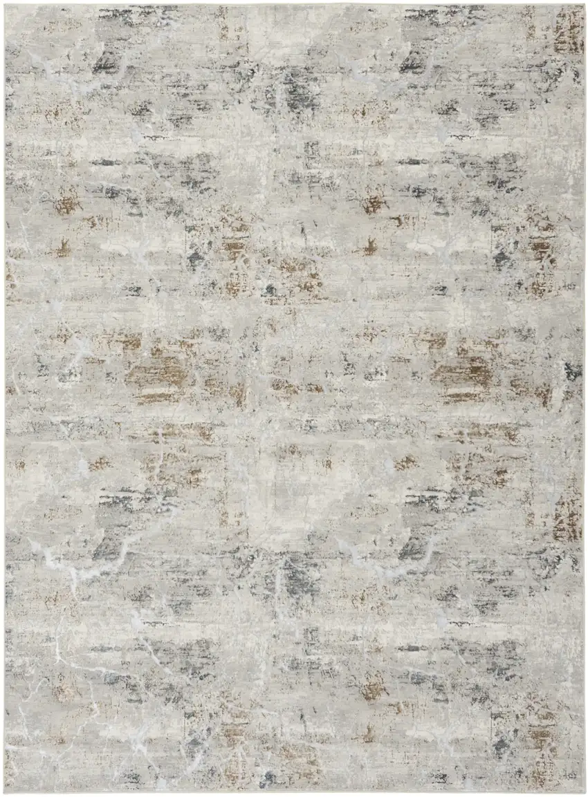 Ivory Gray and Brown Abstract Non Skid Area Rug Photo 8