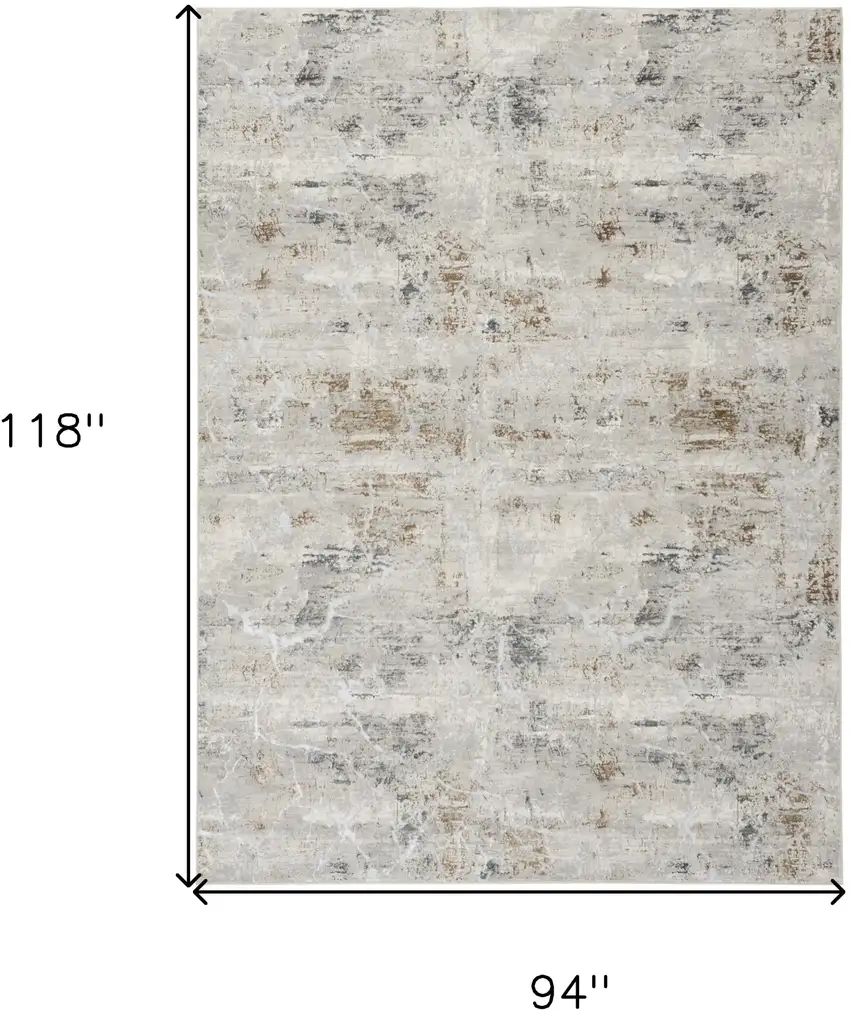 Ivory Gray and Brown Abstract Non Skid Area Rug Photo 3