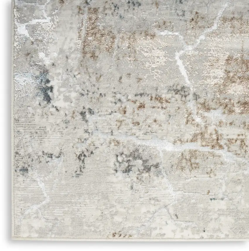 Ivory Gray and Brown Abstract Non Skid Area Rug Photo 8