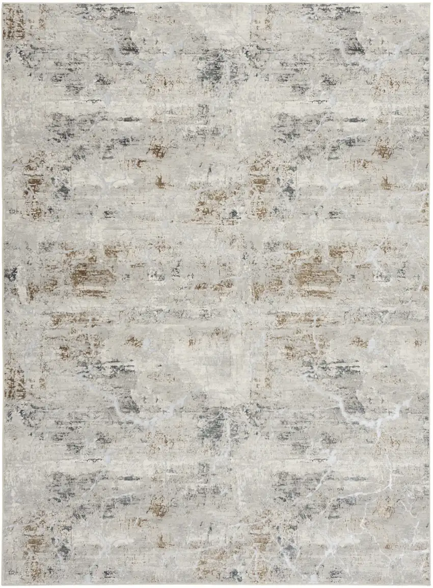 Ivory Gray and Brown Abstract Non Skid Area Rug Photo 4