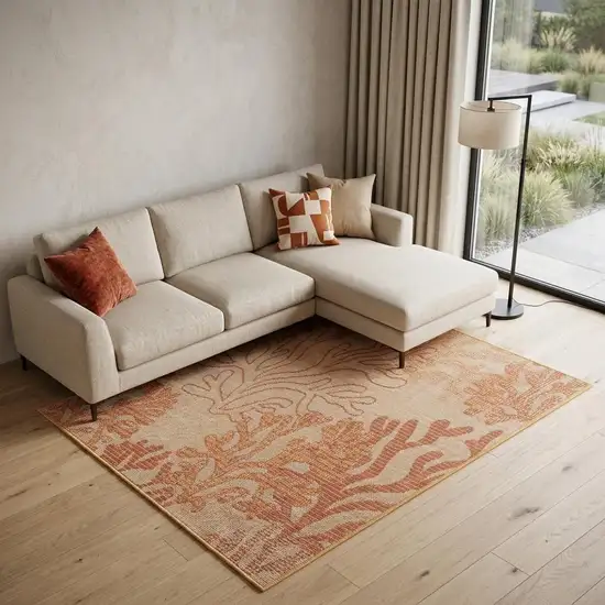 Ivory Gray and Brown Abstract Non Skid Area Rug Photo 1