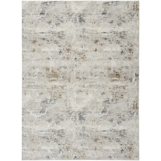 Ivory Gray and Brown Abstract Non Skid Area Rug Photo 2