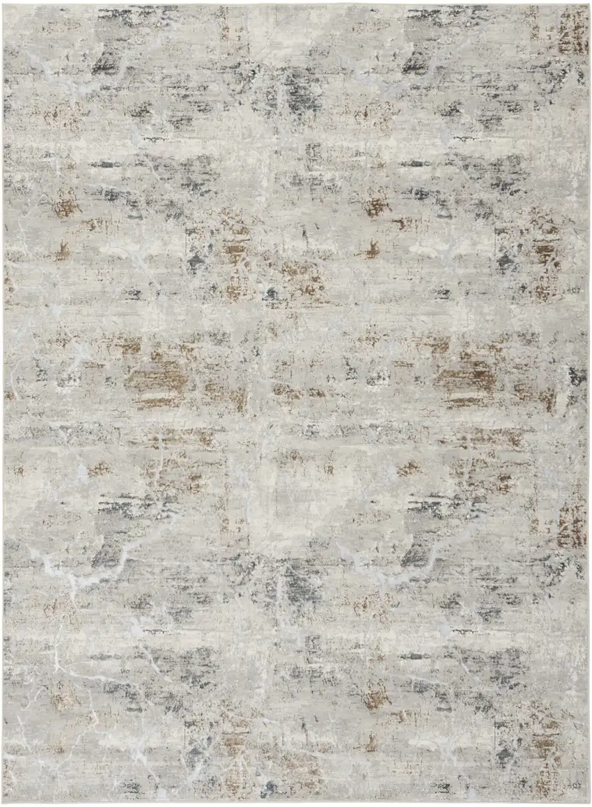Ivory Gray and Brown Abstract Non Skid Area Rug Photo 2