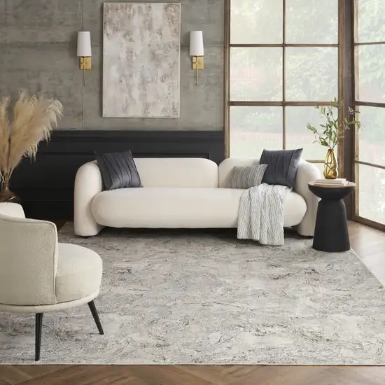Ivory Gray and Brown Abstract Non Skid Area Rug Photo 5