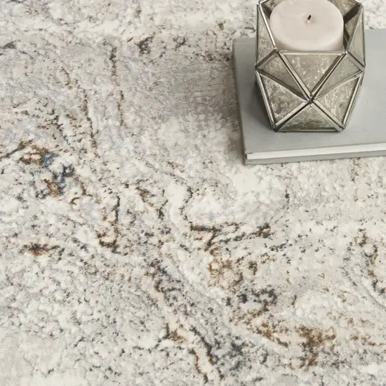 Ivory Gray and Brown Abstract Non Skid Area Rug Photo 9