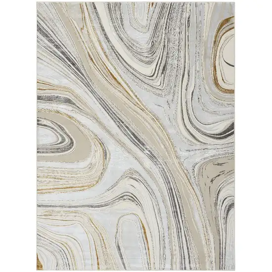 Ivory Gray and Brown Abstract Non Skid Area Rug Photo 2