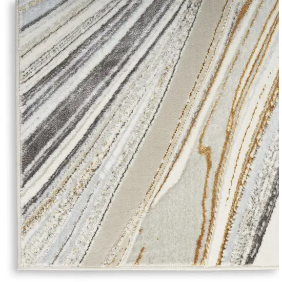 Ivory Gray and Brown Abstract Non Skid Area Rug Photo 7