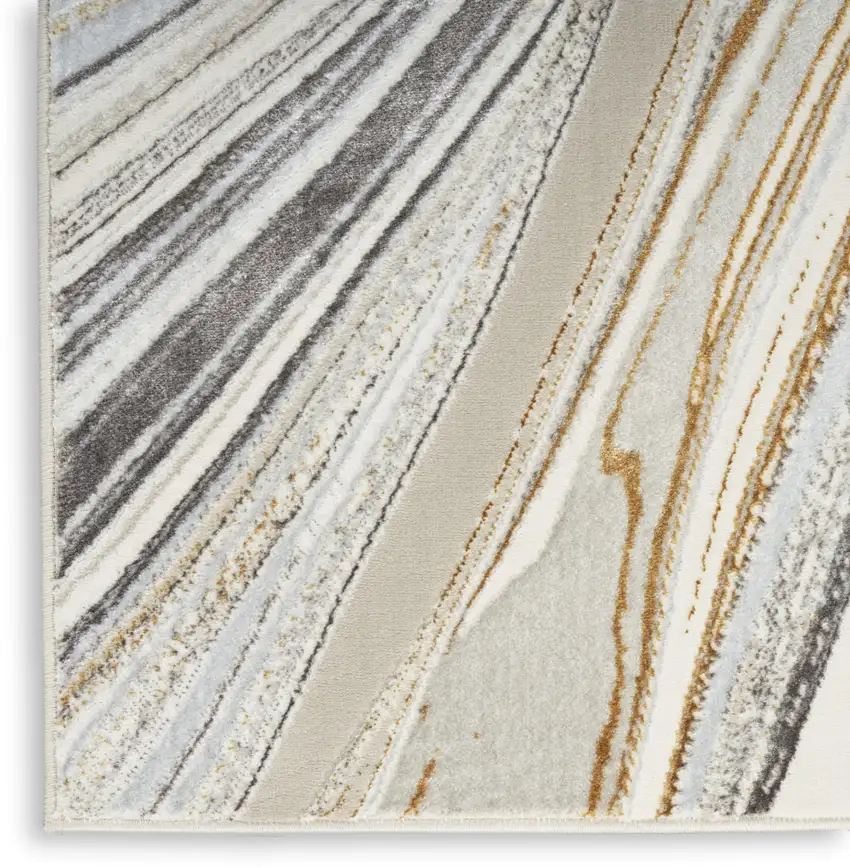Ivory Gray and Brown Abstract Non Skid Area Rug Photo 7