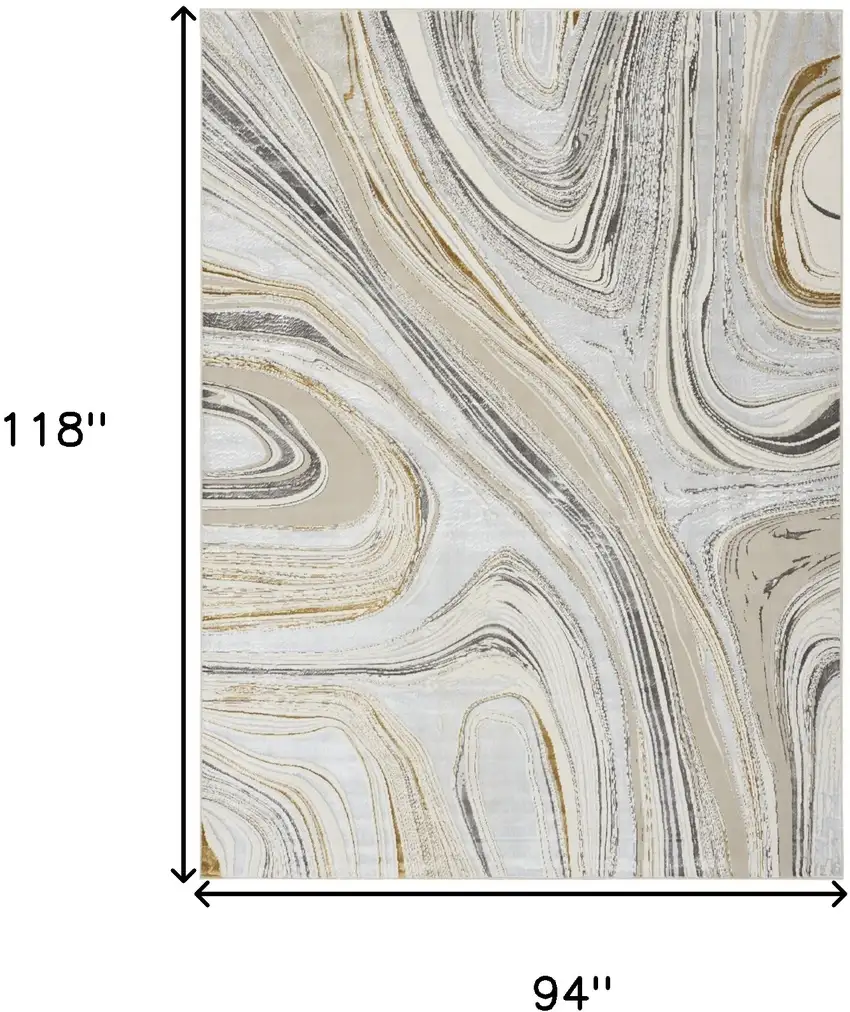 Ivory Gray and Brown Abstract Non Skid Area Rug Photo 3