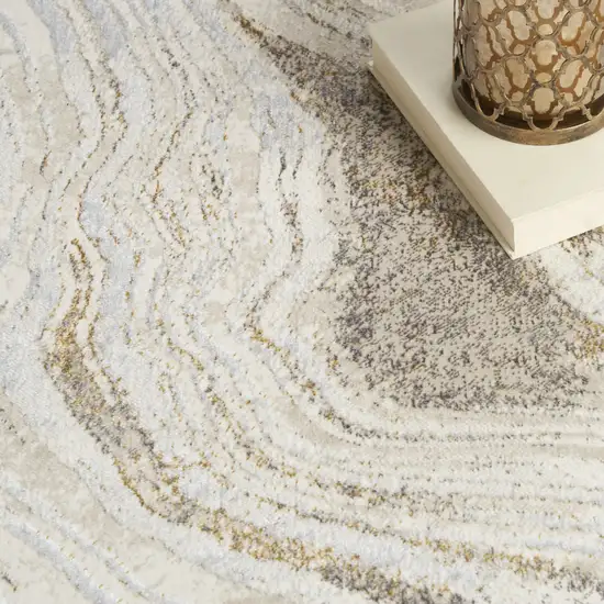 Ivory Gray and Brown Abstract Non Skid Area Rug Photo 8