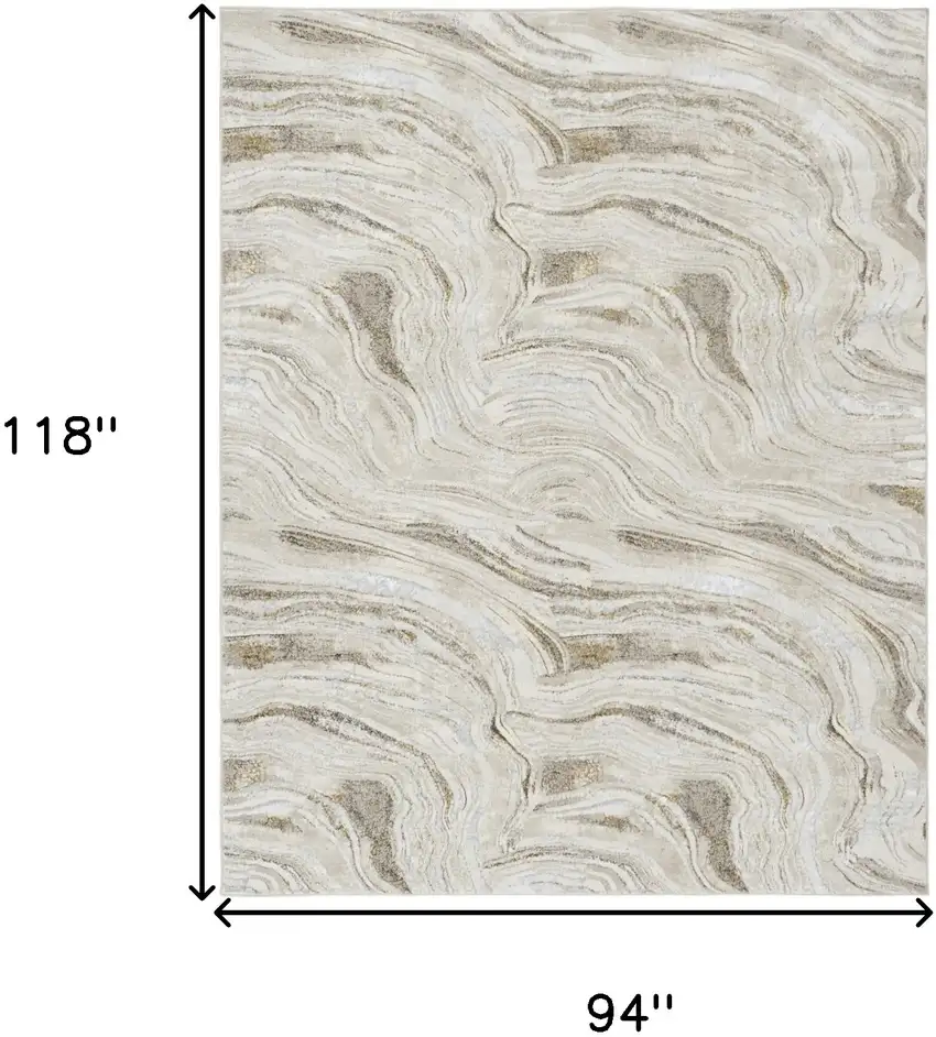 Ivory Gray and Brown Abstract Non Skid Area Rug Photo 2