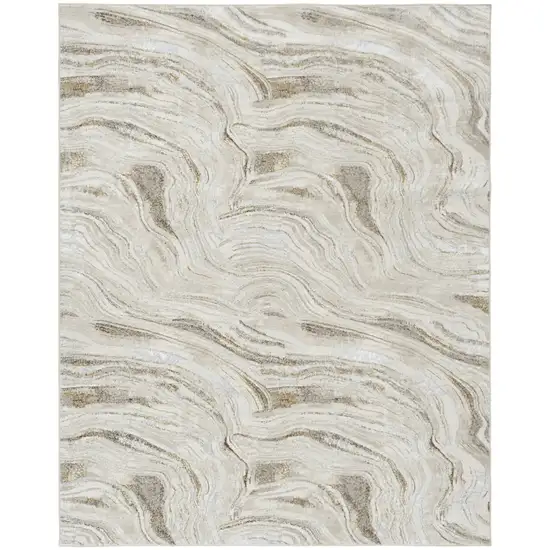 Ivory Gray and Brown Abstract Non Skid Area Rug Photo 9