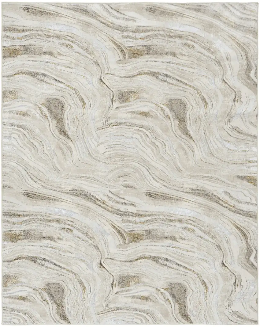 Ivory Gray and Brown Abstract Non Skid Area Rug Photo 9