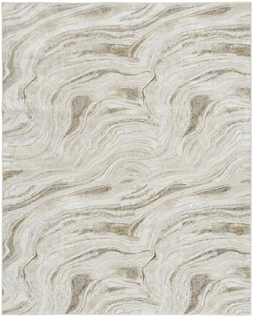 Ivory Gray and Brown Abstract Non Skid Area Rug Photo 3