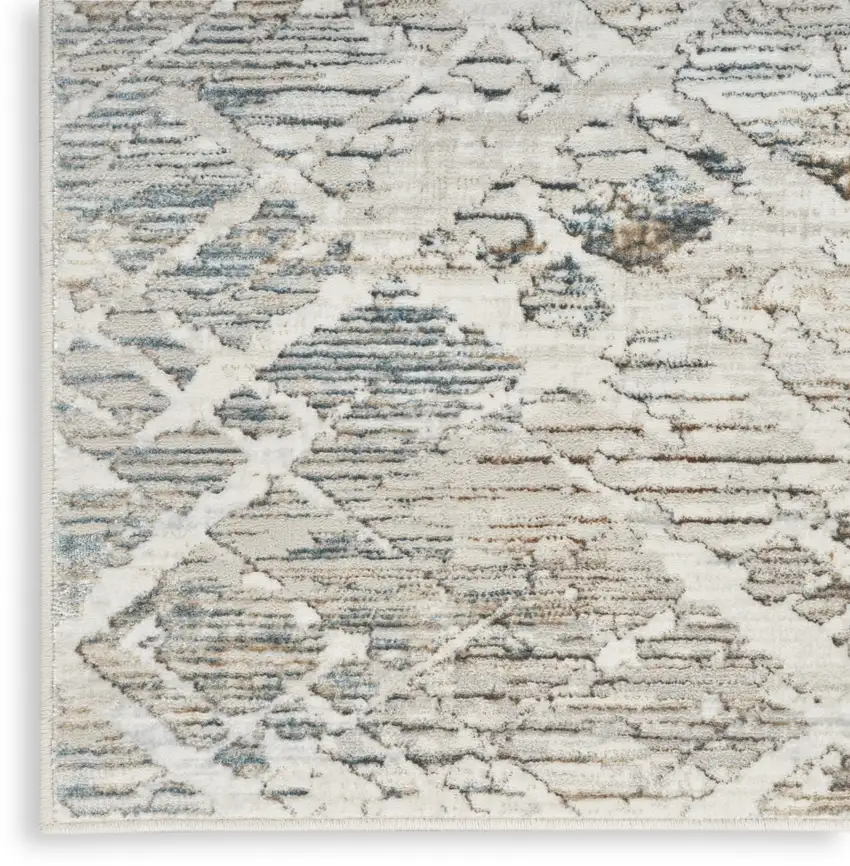 Ivory Gray and Brown Abstract Non Skid Area Rug Photo 7