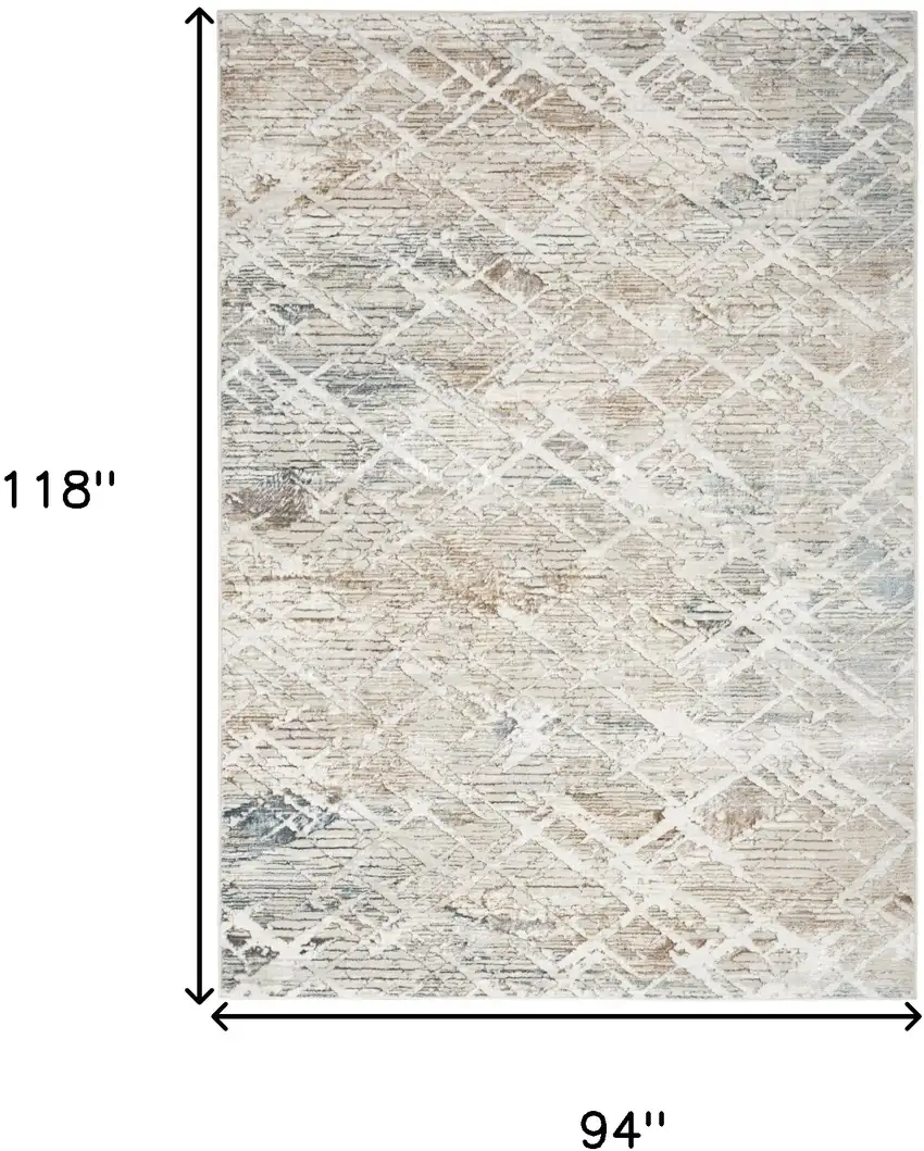 Ivory Gray and Brown Abstract Non Skid Area Rug Photo 3