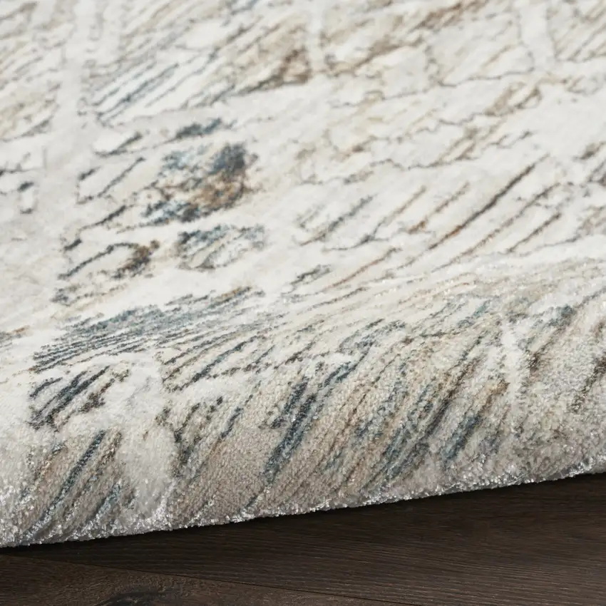 Ivory Gray and Brown Abstract Non Skid Area Rug Photo 6