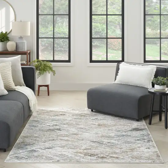 Ivory Gray and Brown Abstract Non Skid Area Rug Photo 4