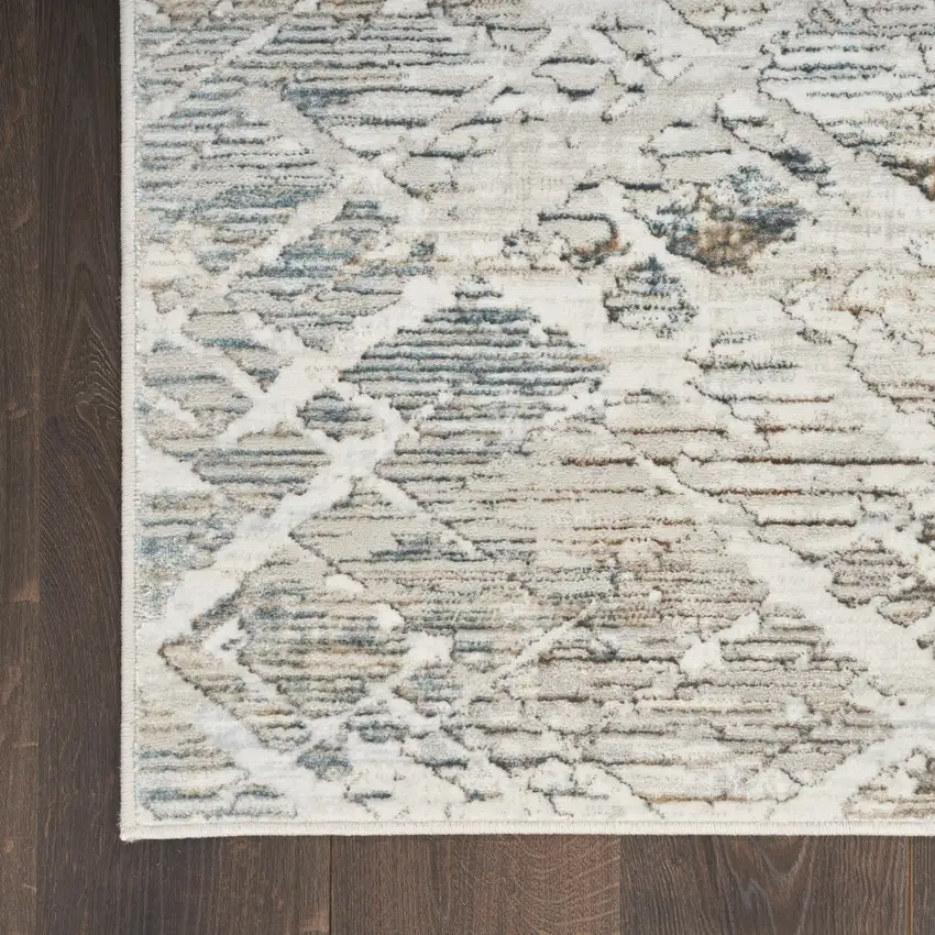 Ivory Gray and Brown Abstract Non Skid Area Rug Photo 9