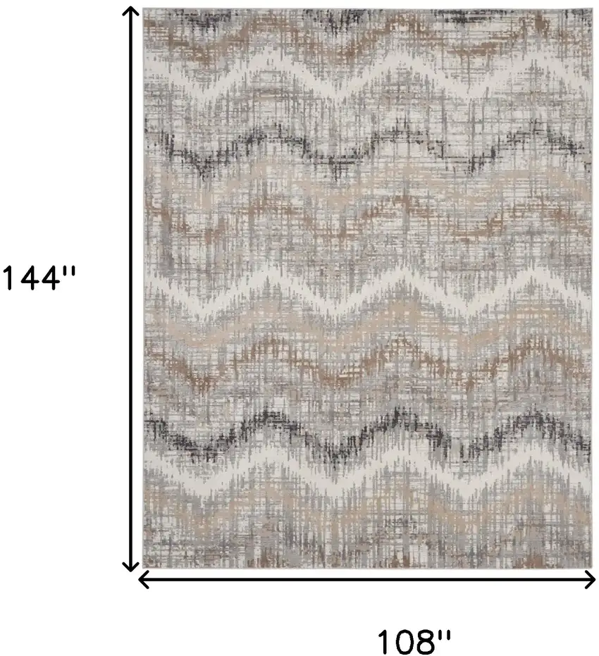 Ivory Gray and Brown Abstract Non Skid Area Rug Photo 3