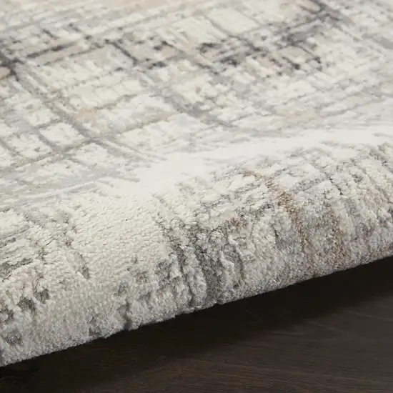 Ivory Gray and Brown Abstract Non Skid Area Rug Photo 8
