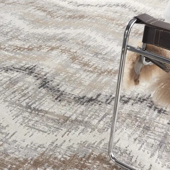 Ivory Gray and Brown Abstract Non Skid Area Rug Photo 8
