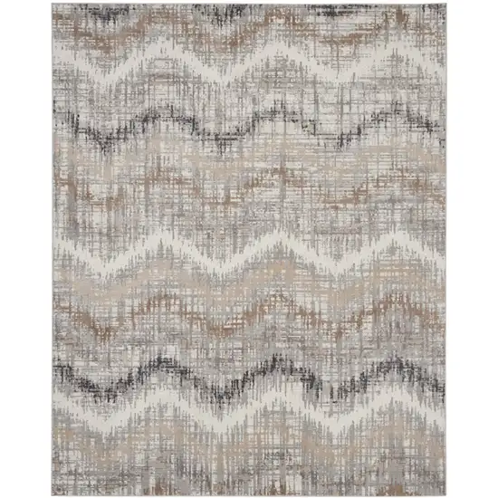 Ivory Gray and Brown Abstract Non Skid Area Rug Photo 1
