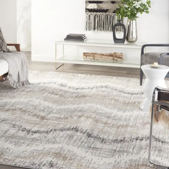 Ivory Gray and Brown Abstract Non Skid Area Rug Photo 4