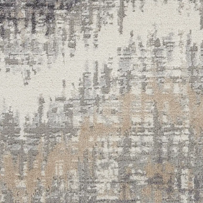 Ivory Gray and Brown Abstract Non Skid Area Rug Photo 3