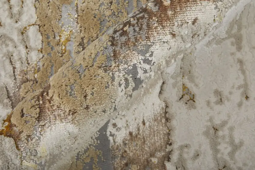 Ivory Gray and Brown Abstract Power Loom Area Rug Photo 6