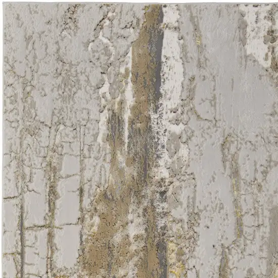 Ivory Gray and Brown Abstract Power Loom Area Rug Photo 7