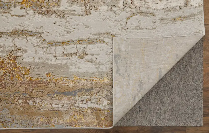 Ivory Gray and Brown Abstract Power Loom Area Rug Photo 4