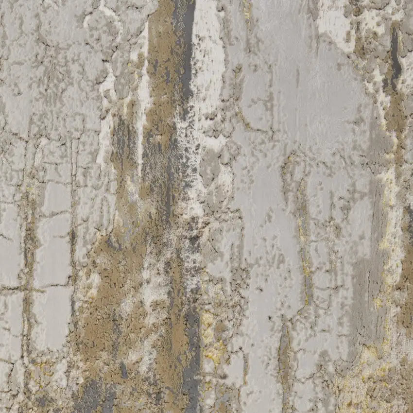 Ivory Gray and Brown Abstract Power Loom Area Rug Photo 7