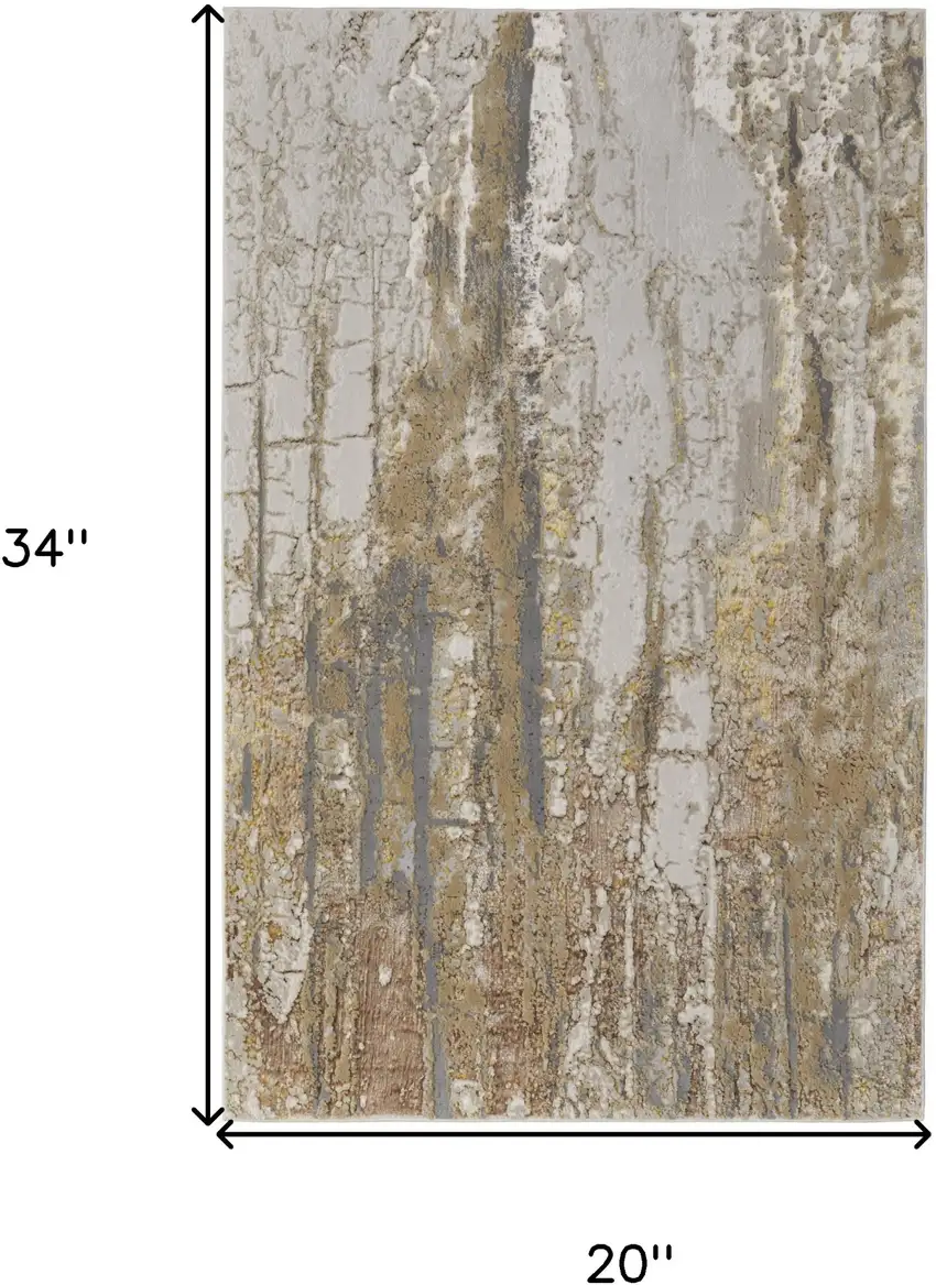 Ivory Gray and Brown Abstract Power Loom Area Rug Photo 3