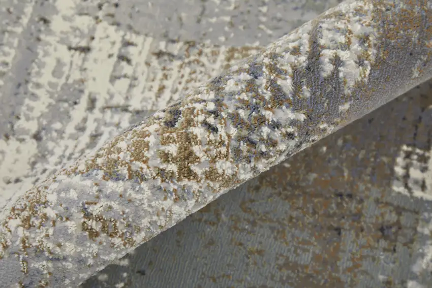 Ivory Gray and Brown Abstract Power Loom Area Rug Photo 6