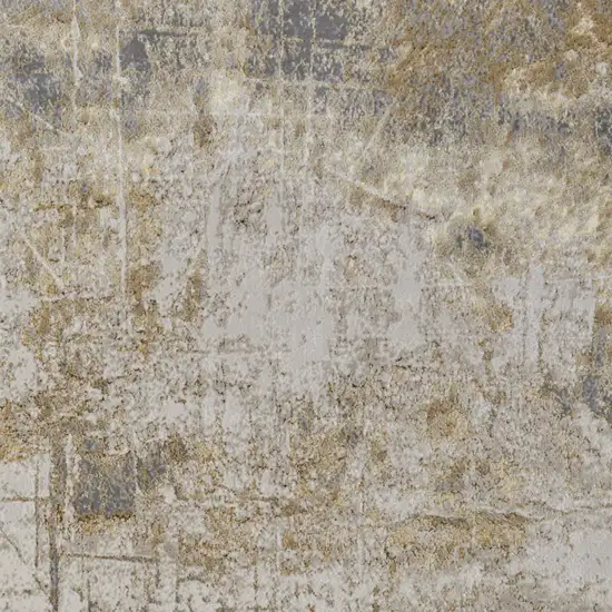 Ivory Gray and Brown Abstract Power Loom Worn Faded Area Rug Photo 9