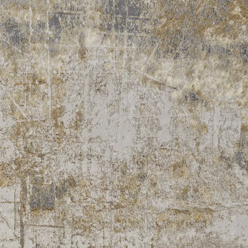 Ivory Gray and Brown Abstract Power Loom Worn Faded Area Rug Photo 9