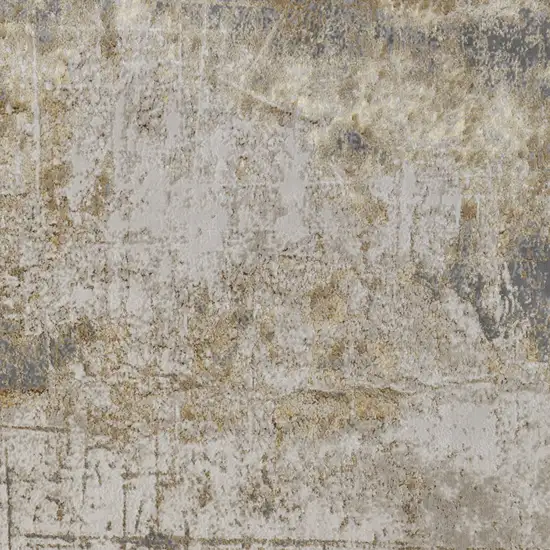 Ivory Gray and Brown Abstract Power Loom Worn Faded Area Rug Photo 7