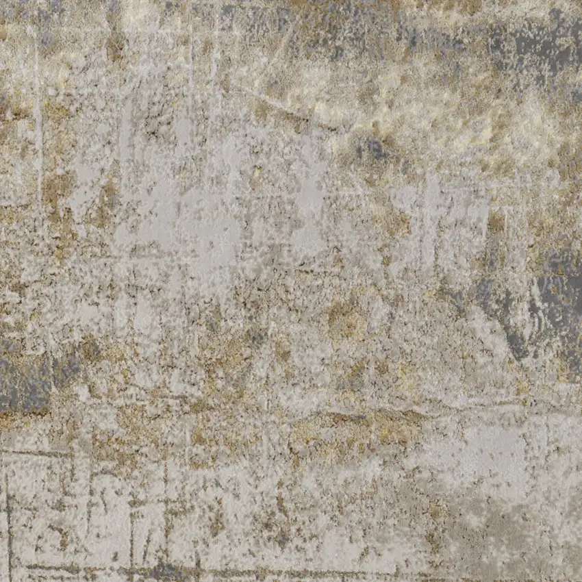 Ivory Gray and Brown Abstract Power Loom Worn Faded Area Rug Photo 7