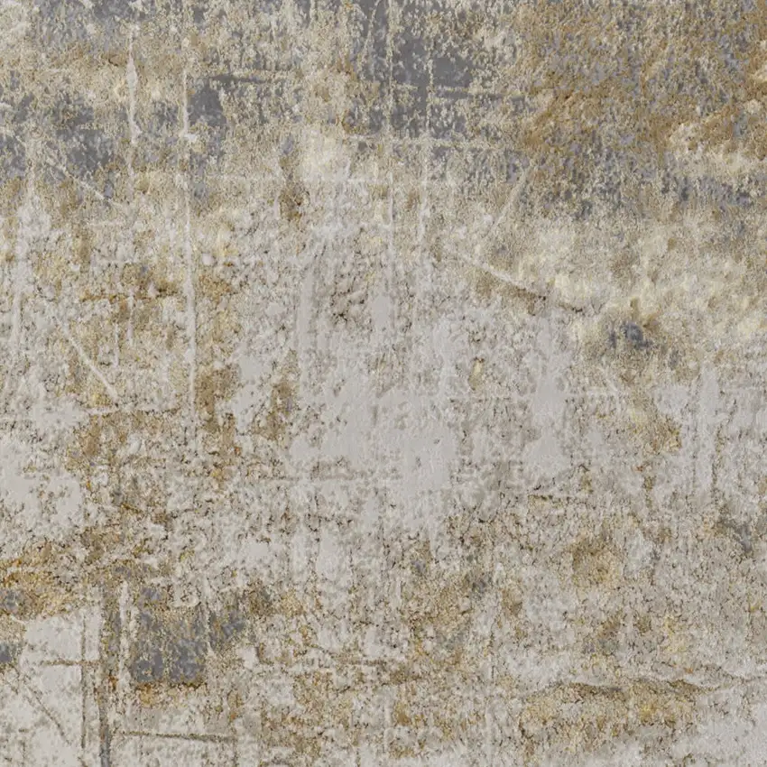 Ivory Gray and Brown Abstract Power Loom Worn Faded Area Rug Photo 5