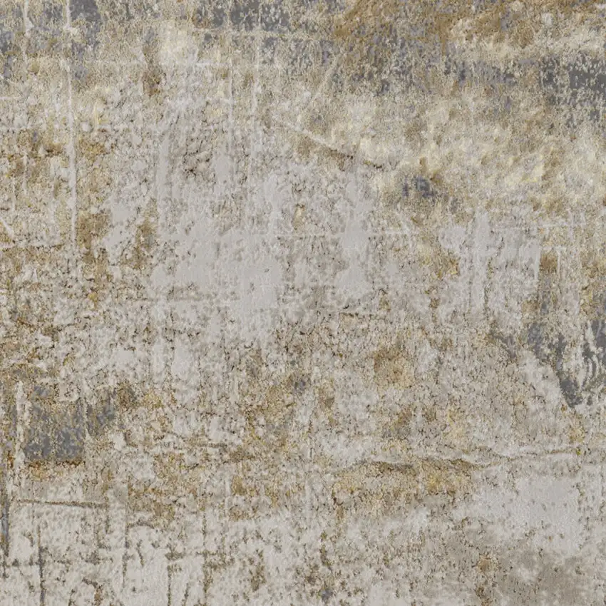 Ivory Gray and Brown Abstract Power Loom Worn Faded Area Rug Photo 8